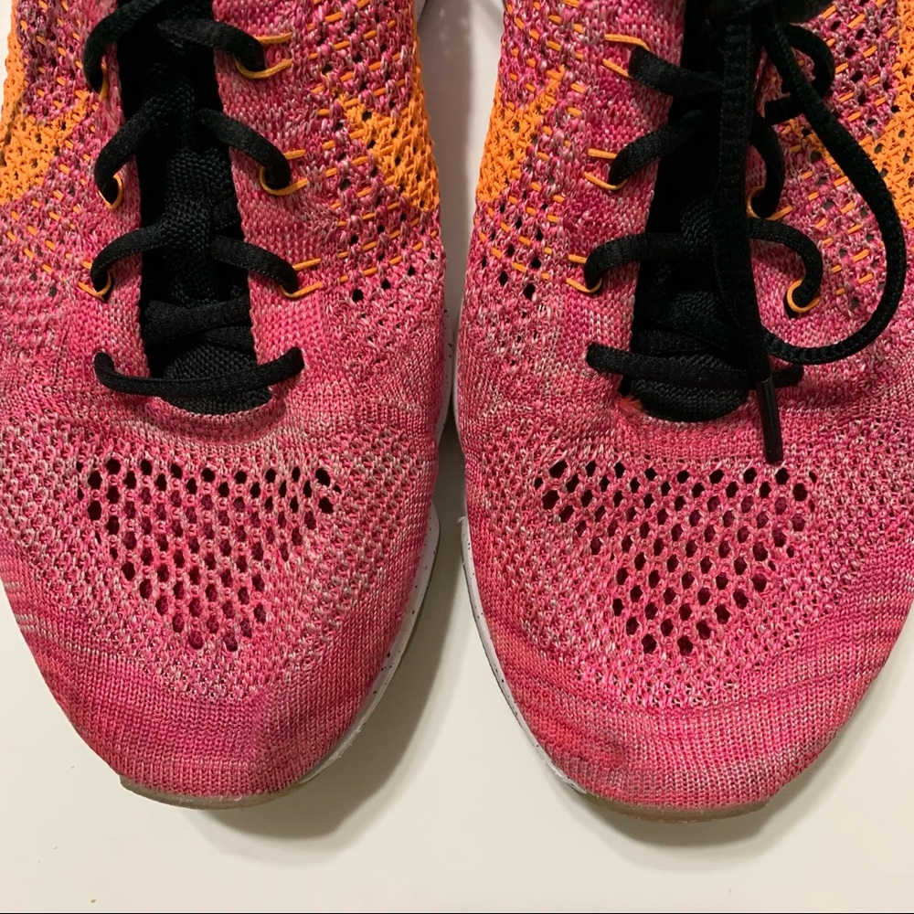Nike Women Shoe Flyknit Zoom Size 10 Running Shoes Pink Sneakers 698616-602 - Picture 9 of 11